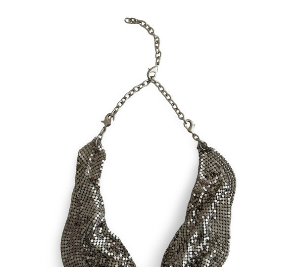 MIDNIGHT MUSE METAL MESH SILVER SCARF NECKLACE