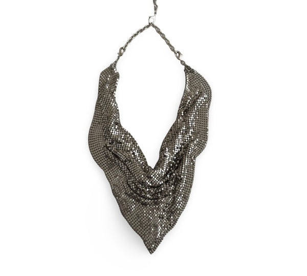 MIDNIGHT MUSE METAL MESH SILVER SCARF NECKLACE