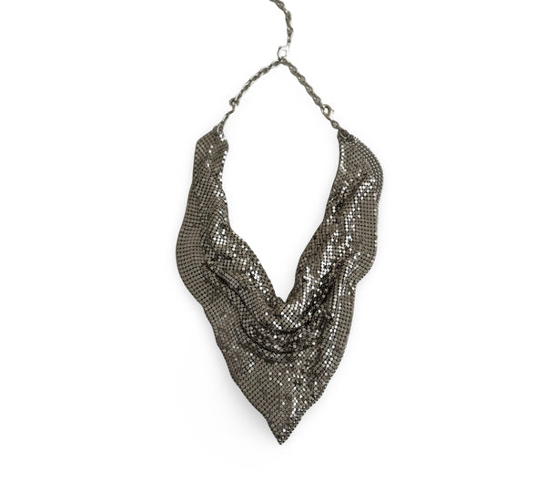 MIDNIGHT MUSE METAL MESH SILVER SCARF NECKLACE