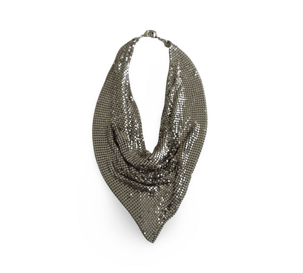 MIDNIGHT MUSE METAL MESH SILVER SCARF NECKLACE
