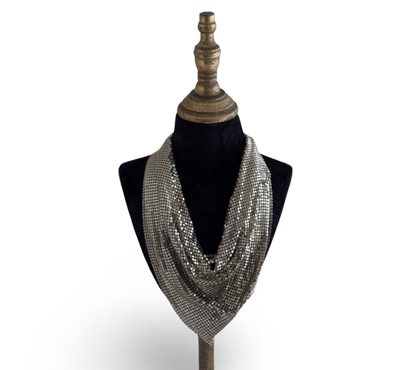 MIDNIGHT MUSE METAL MESH SILVER SCARF NECKLACE