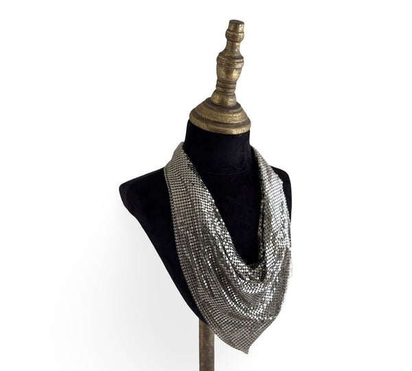 MIDNIGHT MUSE METAL MESH SILVER SCARF NECKLACE
