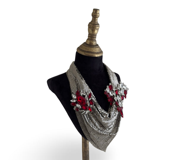 MIDNIGHT MUSE METAL MESH SILVER SCARF NECKLACE