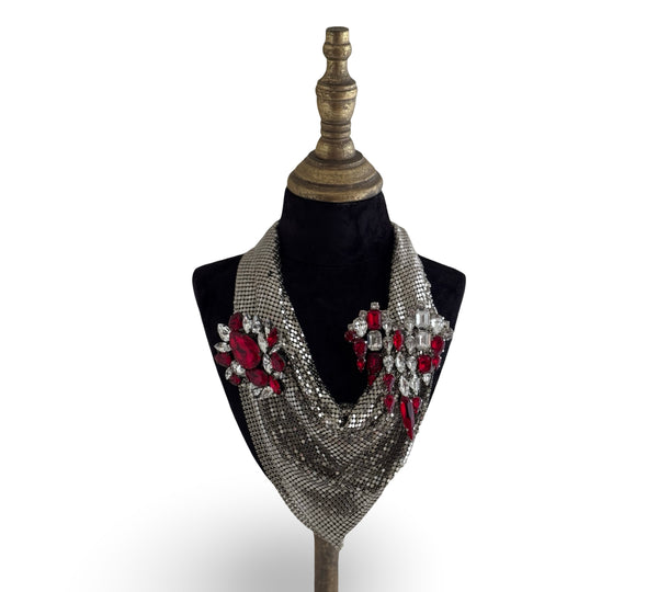 MIDNIGHT MUSE METAL MESH SILVER SCARF NECKLACE