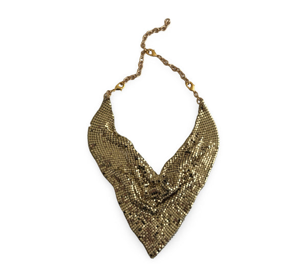 MIDNIGHT MUSE METAL MESH GOLD SCARF NECKLACE