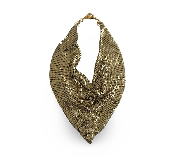 MIDNIGHT MUSE METAL MESH GOLD SCARF NECKLACE