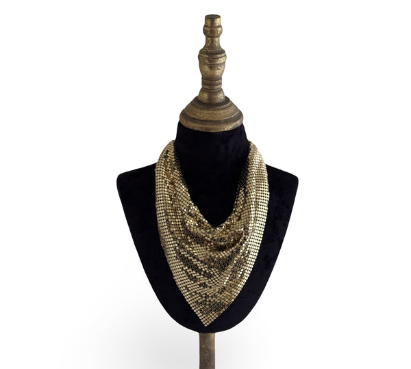 MIDNIGHT MUSE METAL MESH GOLD SCARF NECKLACE