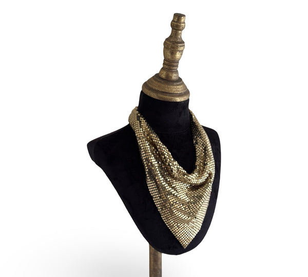 MIDNIGHT MUSE METAL MESH GOLD SCARF NECKLACE