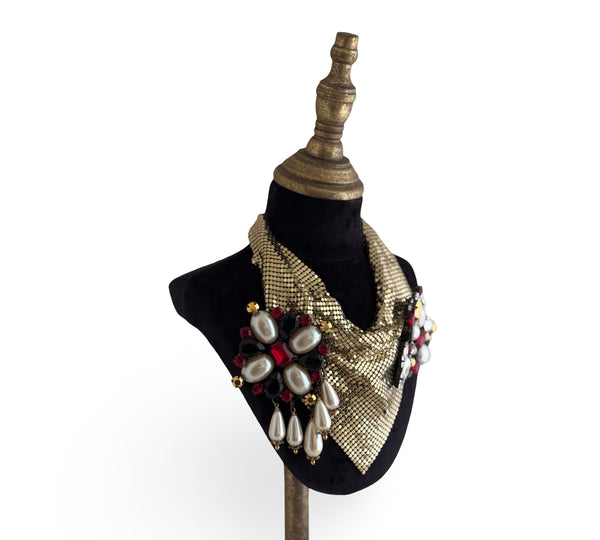 MIDNIGHT MUSE METAL MESH GOLD SCARF NECKLACE