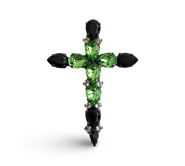 BROOCH DYNASTY MADONNA PERIDOT CROSS PIN
