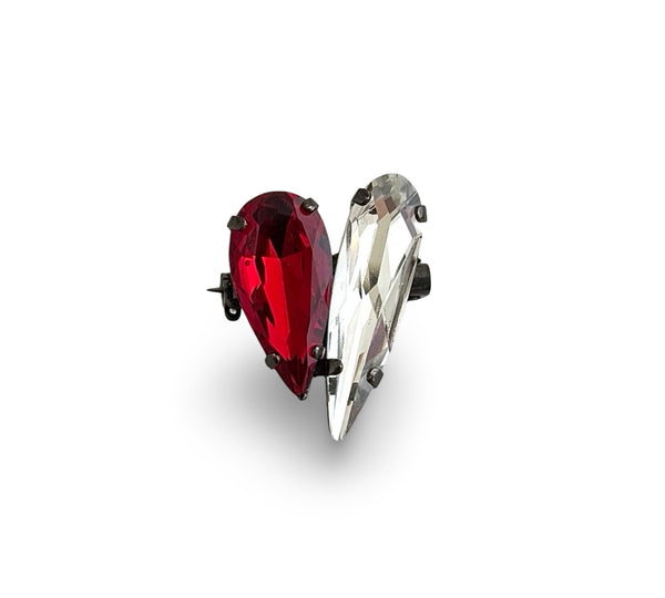 BROOCH DYNASTY LOVE HEART RUBY CRYSTAL PIN