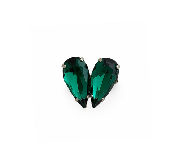 BROOCH DYNASTY AMORE HEART EMERALD PIN