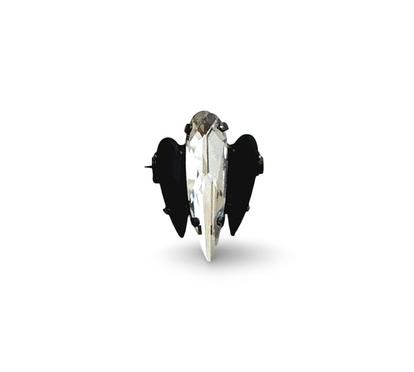 BROOCH DYNASTY MUSE ANGEL CRYSTAL & JET PIN