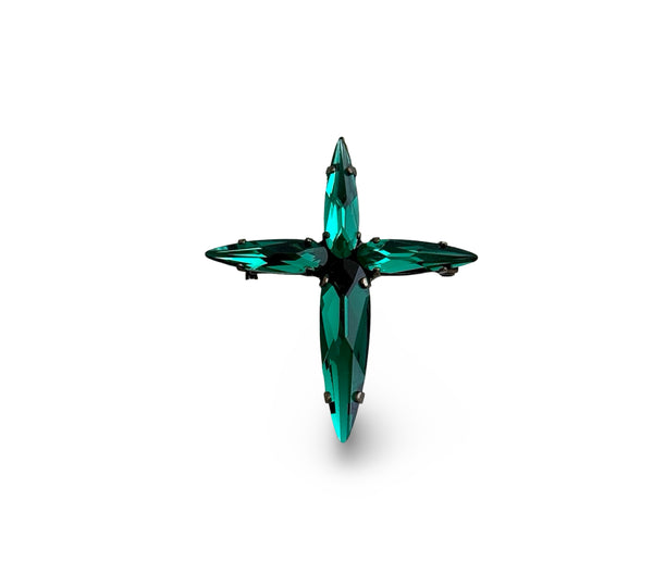 BROOCH DYNASTY TITAN EMERALD CROSS PIN