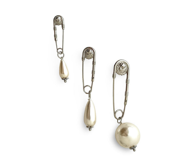 BROOCH DYNASTY SAFETY PIN PEARL SILVER TRINITY