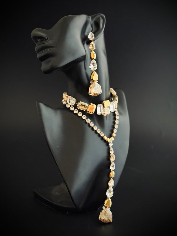 AURUM DYNASTY - Gold Celestial Trilliant Drop Necklace