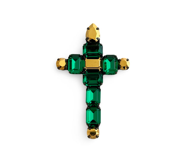LA CROIX EMERALD & GOLD BROOCH