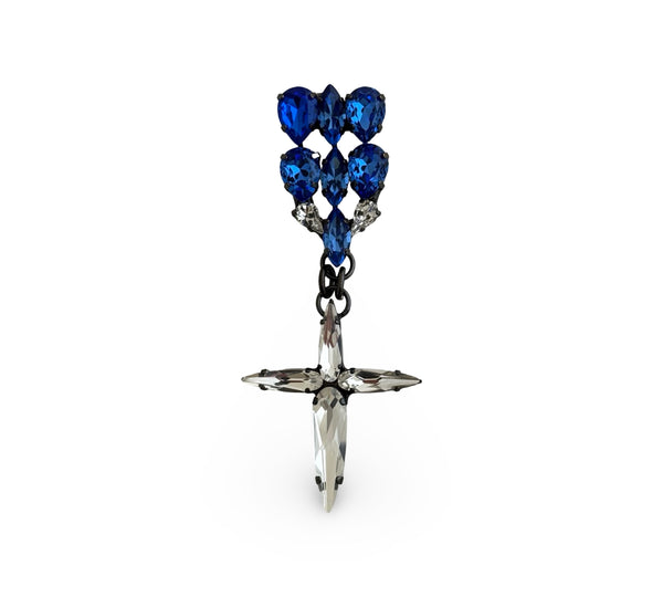 SAPPHIRE MUSE MEDAL BROOCH WITH CROSS DROP