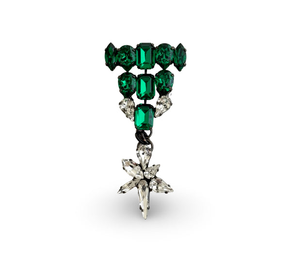 EMERALD MUSE MEDAL BROOCH WITH STAR DROP