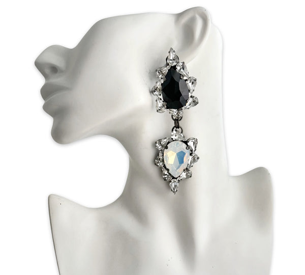 Dynasty Versailles Noir Blanc Crystal Drop Earrings