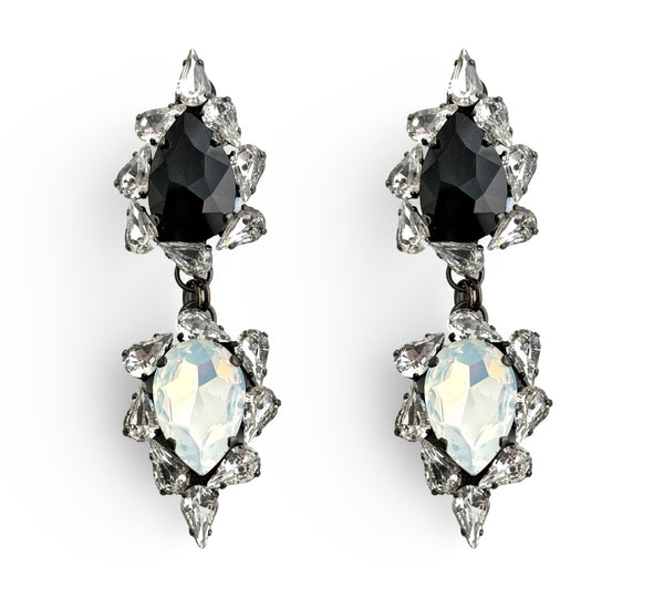 Dynasty Versailles Noir Blanc Crystal Drop Earrings