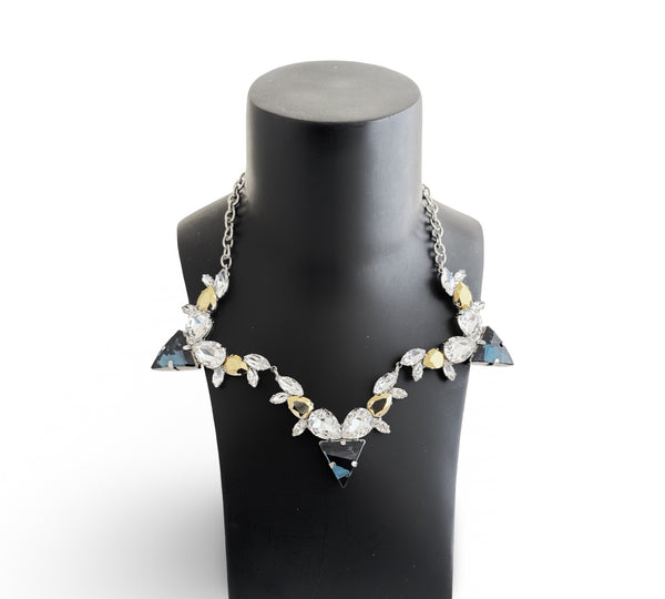 CRYSTAL MIDNIGHT SAPPHIRE TRINITY NECKLACE - SS26OC