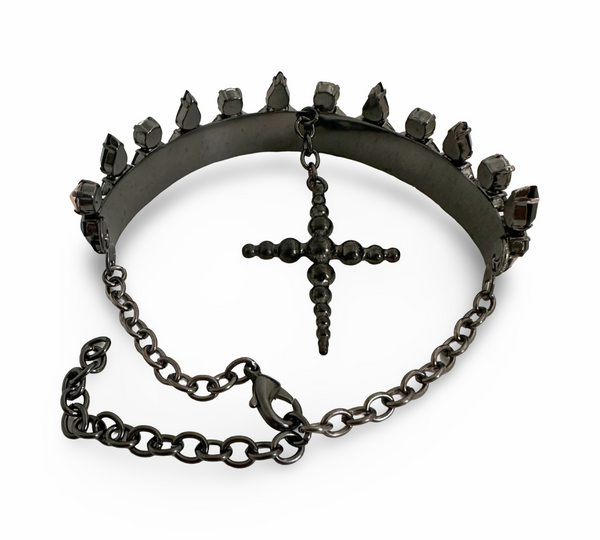 GLADIATOR NOIR CROSS CHOKER - JSS