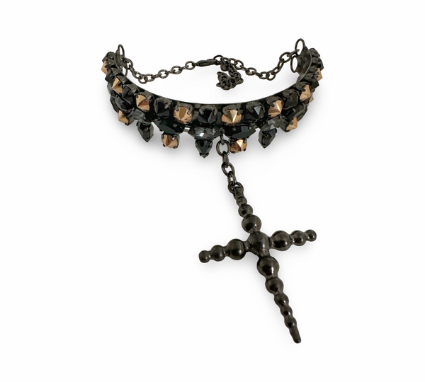 GLADIATOR NOIR CROSS CHOKER - JSS