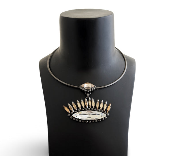 CRYSTAL LUMIERE GUNMETAL CHOKER - SS26OC