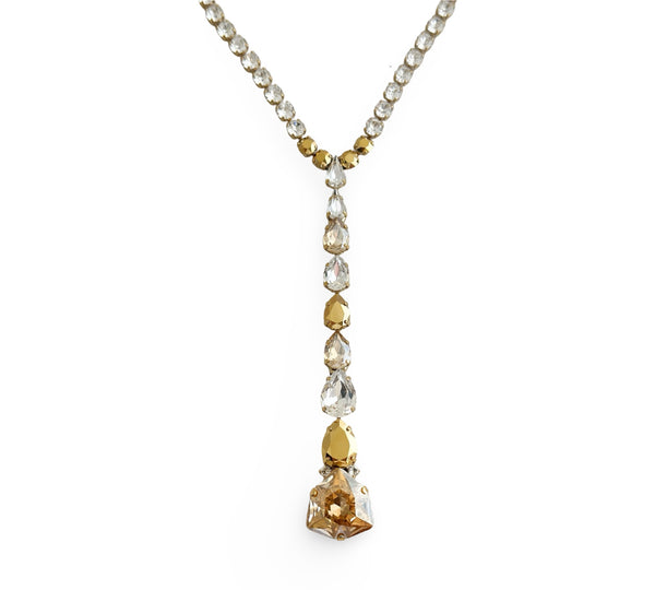AURUM DYNASTY - Gold Celestial Trilliant Drop Necklace