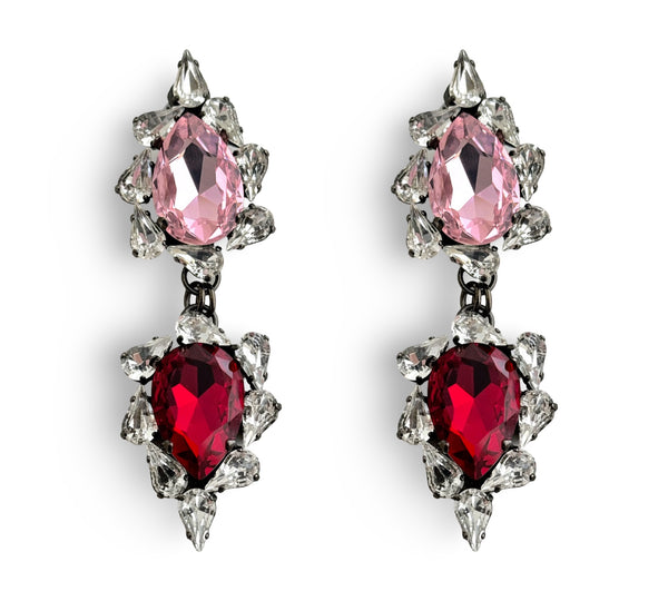 Dynasty Versailles Ruby Rose Crystal Drop Earrings