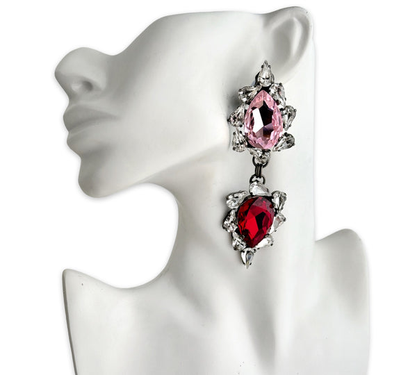 Dynasty Versailles Ruby Rose Crystal Drop Earrings