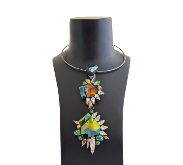 CRYSTAL GAULTIER METALLLIC STONE COLLAR NECKLACE - SS26OC