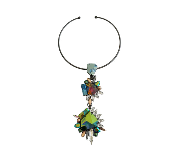 CRYSTAL GAULTIER METALLLIC STONE COLLAR NECKLACE - SS26OC