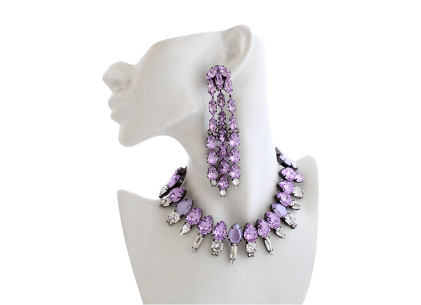 DYNASTY CHRYSILIA LAVENDER CRYSTAL EARRINGS