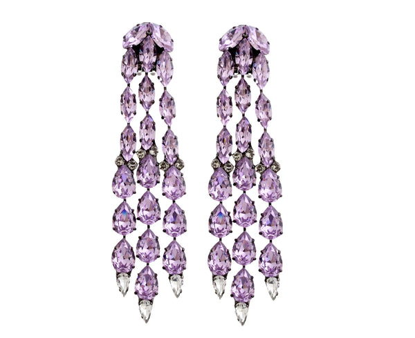 DYNASTY CHRYSILIA LAVENDER CRYSTAL EARRINGS