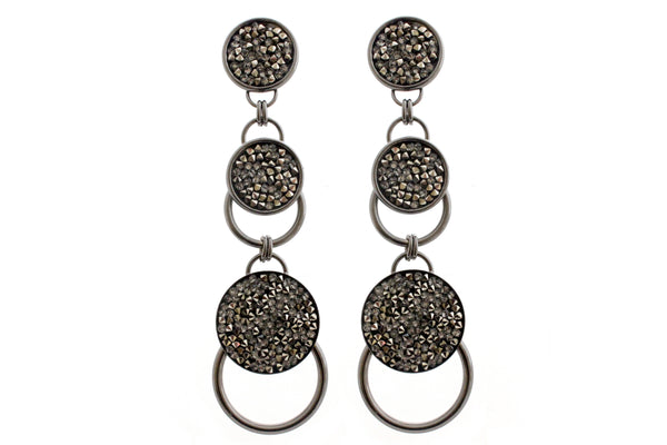 CRYSTAL ROCKS GUNMETAL CHANDELIER EARRINGS