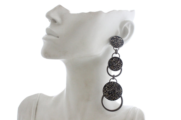 CRYSTAL ROCKS GUNMETAL CHANDELIER EARRINGS