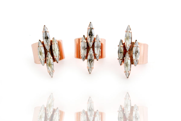 DINAH CRYSTAL TRINITY RINGS