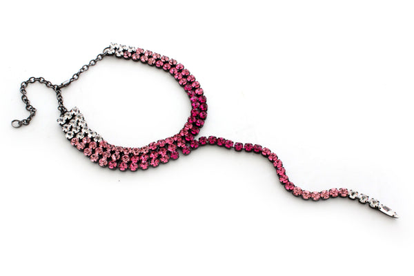 FUCHSIA CRYSTAL SNAKE CHOKER